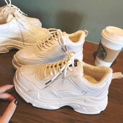 Zapatillas Deportivas Blancas para Mujer con Plataforma Elevadora y Forro de Terciopelo - Image 5