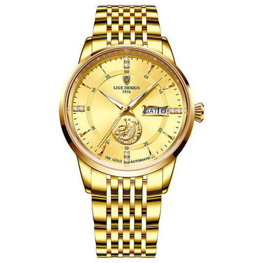 Reloj Mecánico Automático Fish Leap Longmen con Doble Calendario e Impermeabilidad - Image 2