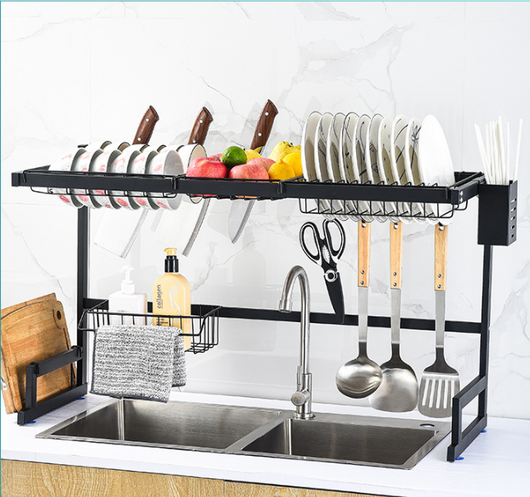 Escurridor de Acero Inoxidable para Fregadero con Organizador de Platos y Cubiertos