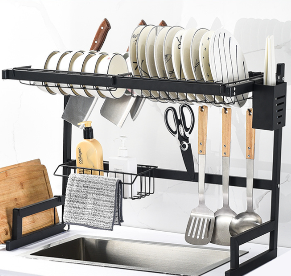 Escurridor de Acero Inoxidable para Fregadero con Organizador de Platos y Cubiertos