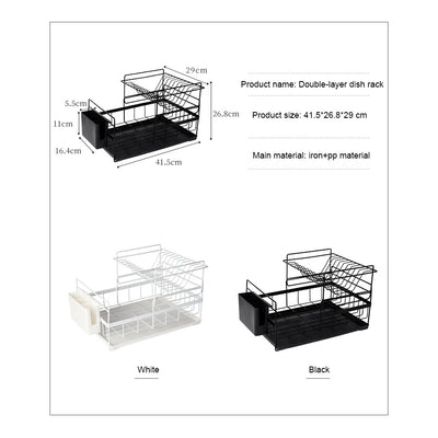 Escurridor de Cocina Doble Nivel en Metal - Organizador de Platos y Vajilla - Image 6