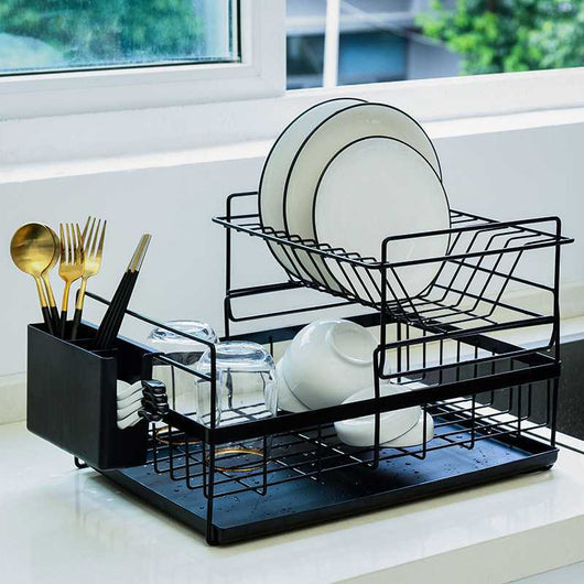 Escurridor de Cocina Doble Nivel en Metal - Organizador de Platos y Vajilla - Image 8