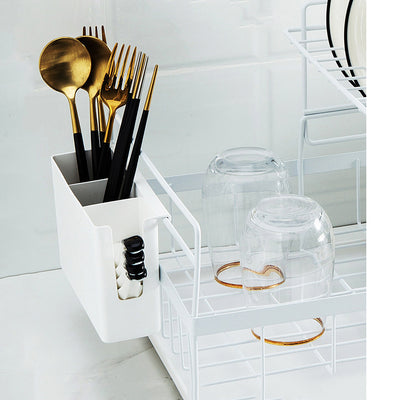 Escurridor de Cocina Doble Nivel en Metal - Organizador de Platos y Vajilla - Image 9