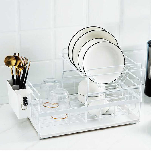 Escurridor de Cocina Doble Nivel en Metal - Organizador de Platos y Vajilla - Image 2