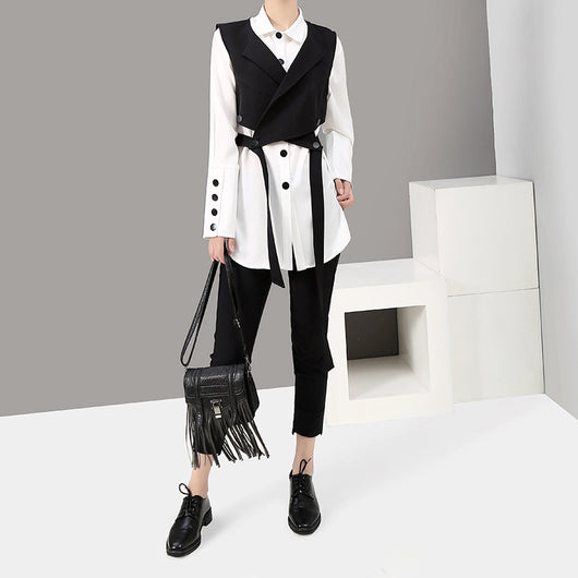 Conjunto Ejecutivo Mujer: Chaleco y Blusa Manga Larga Versátil - Image 10