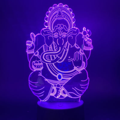 Lámpara de Mesa 3D Cabeza de Elefante Dios Mitología India - Regalo Creativo - Image 3