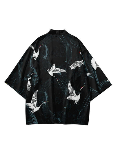 Kimono Veraniego con Estampado Digital de Grúas 3D - Bata Suelta Tipo Cardigan - Image 4