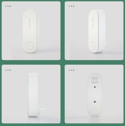 Red ultrasonic pest repellent with a power button, two-prong plug, and text "45 kHz" and "JUST FOR better space." - Image 11