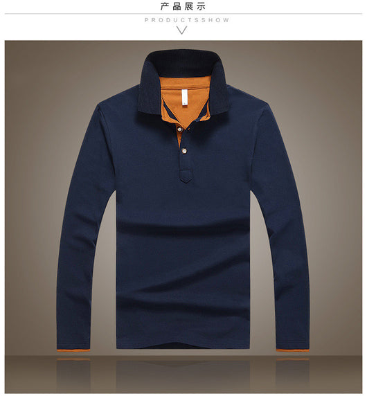 Polo Manga Larga de Algodón para Hombre - Diseño Clásico Solido - Image 8