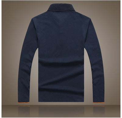 Polo Manga Larga de Algodón para Hombre - Diseño Clásico Solido - Image 13