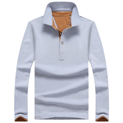 Polo Manga Larga de Algodón para Hombre - Diseño Clásico Solido - Image 5