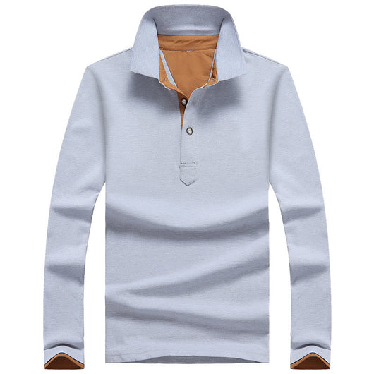 Polo Manga Larga de Algodón para Hombre - Diseño Clásico Solido - Image 5