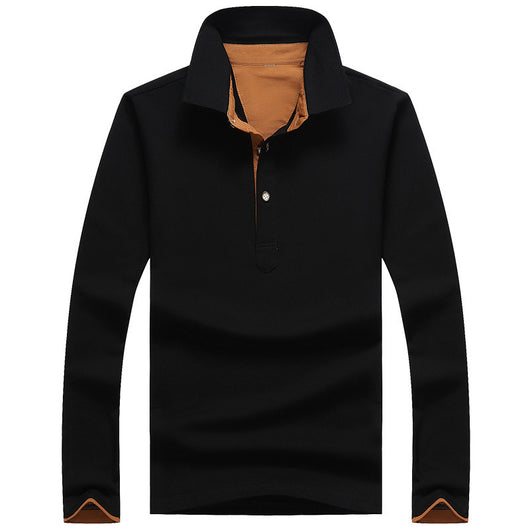 Polo Manga Larga de Algodón para Hombre - Diseño Clásico Solido - Image 3