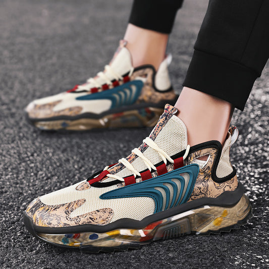 Zapatillas Deportivas Altas Camuflaje con Suela Jelly - Estilo Retro para Hombre