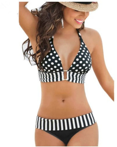 Bikini Retro de Lunares con Cuello Halter - Image 2