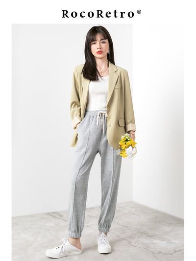 Pantalones Grises Sueltos de Pierna Ancha para Mujer - Estilo Urbano Verano - Image 8