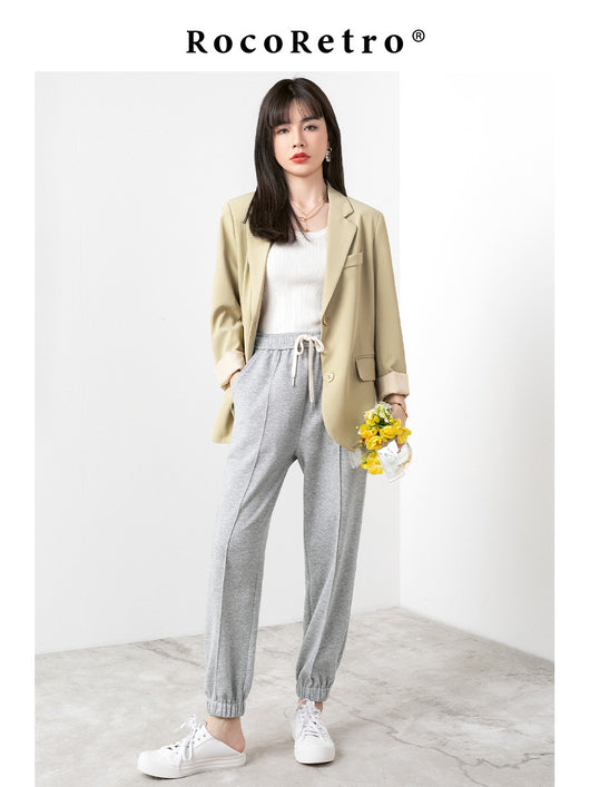 Pantalones Grises Sueltos de Pierna Ancha para Mujer - Estilo Urbano Verano - Image 8