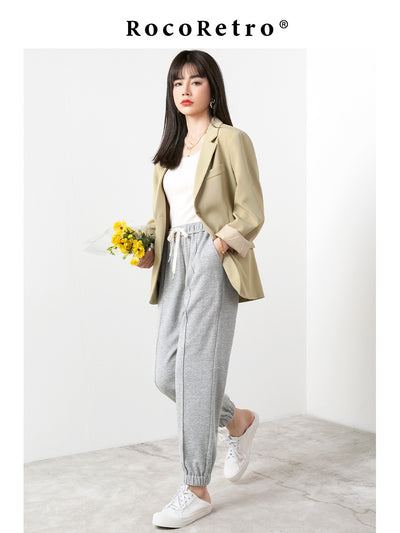 Pantalones Grises Sueltos de Pierna Ancha para Mujer - Estilo Urbano Verano - Image 9