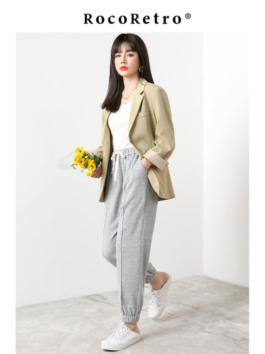 Pantalones Grises Sueltos de Pierna Ancha para Mujer - Estilo Urbano Verano - Image 9