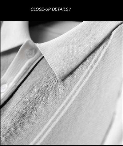 Camisa de Seda Helada para Hombre con Cuello Combinado - Image 10
