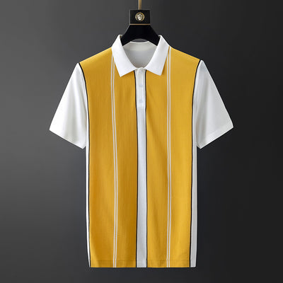 Camisa de Seda Helada para Hombre con Cuello Combinado - Image 3