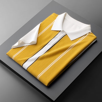 Camisa de Seda Helada para Hombre con Cuello Combinado - Image 4