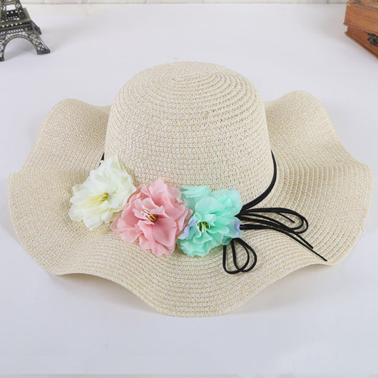 Sombrero de Playa Mujer con Flores - Protección Solar Elegante para Verano - Image 2