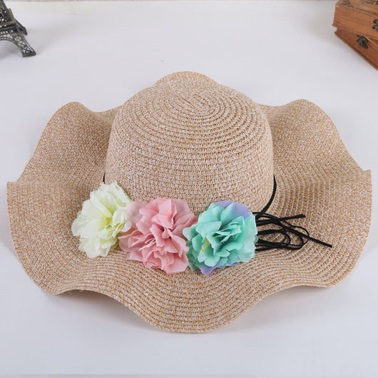 Sombrero de Playa Mujer con Flores - Protección Solar Elegante para Verano - Image 3