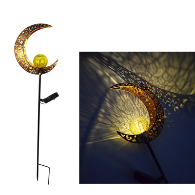 Lámpara Solar Retro para Jardín con Diseño de Luna y Llama Hueca - Image 3