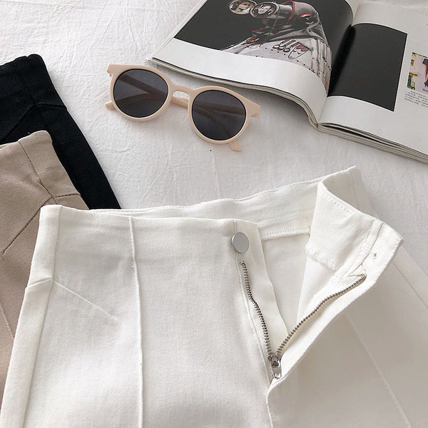 Pantalones Negros Cintura Alta Mujer - Diseño Coreano Slim Fit Casual