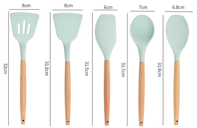 Set de 12 Utensilios de Cocina de Silicona con Mango de Madera - Espátulas Antiadherentes - Image 11