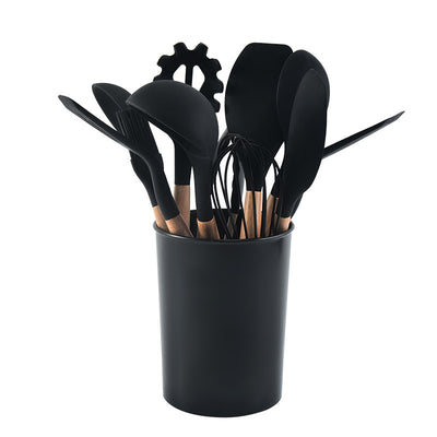 Set de 12 Utensilios de Cocina de Silicona con Mango de Madera - Espátulas Antiadherentes - Image 4