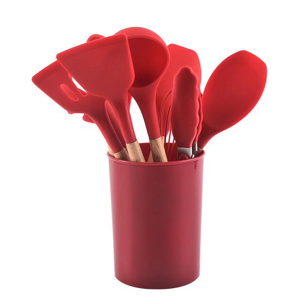 Set de 12 Utensilios de Cocina de Silicona con Mango de Madera - Espátulas Antiadherentes - Image 5