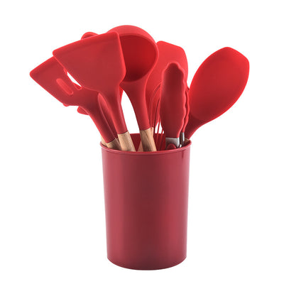 Set de 12 Utensilios de Cocina de Silicona con Mango de Madera - Espátulas Antiadherentes - Image 5