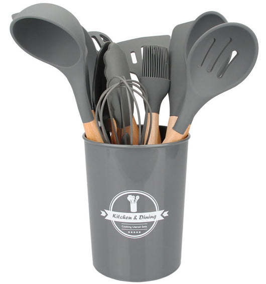 Set de 12 Utensilios de Cocina de Silicona con Mango de Madera - Espátulas Antiadherentes - Image 9