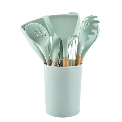 Set de 12 Utensilios de Cocina de Silicona con Mango de Madera - Espátulas Antiadherentes - Image 8