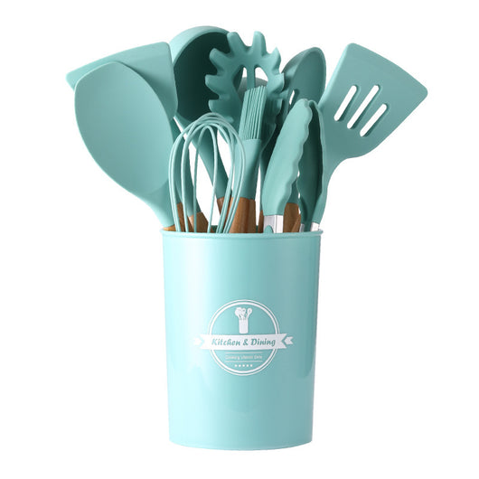 Set de 12 Utensilios de Cocina de Silicona con Mango de Madera - Espátulas Antiadherentes - Image 7