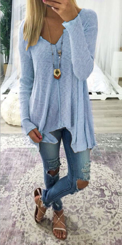 Suéter Mujer Cuello V Irregular Ajustado Elegante - Image 10