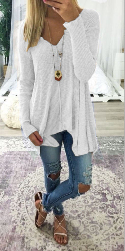 Suéter Mujer Cuello V Irregular Ajustado Elegante - Image 14