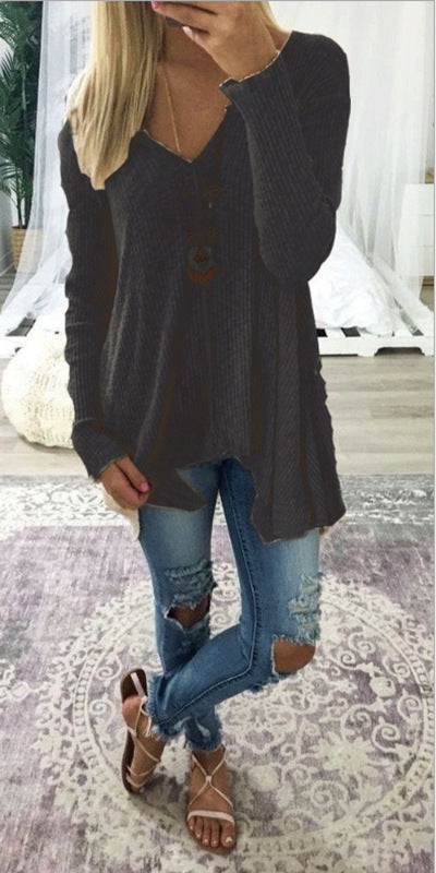 Suéter Mujer Cuello V Irregular Ajustado Elegante - Image 4