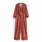 Jumpsuit Holgado Doble Botonadura con Estampado Estilo Occidental para Mujer