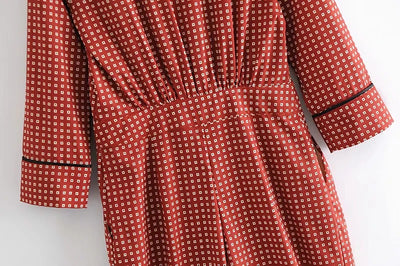 Jumpsuit Holgado Doble Botonadura con Estampado Estilo Occidental para Mujer - Image 3