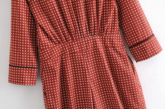 Jumpsuit Holgado Doble Botonadura con Estampado Estilo Occidental para Mujer - Image 3