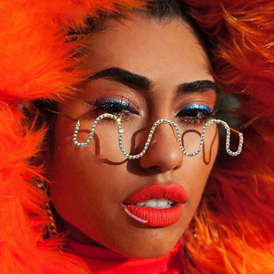 Gafas de Moda Espejo Plano sin Cristales con Diamantes y Marco Metálico - Image 6