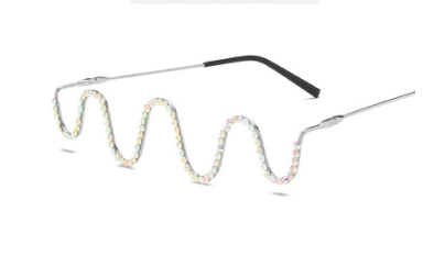 Gafas de Moda Espejo Plano sin Cristales con Diamantes y Marco Metálico - Image 10