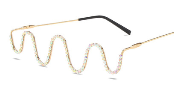 Gafas de Moda Espejo Plano sin Cristales con Diamantes y Marco Metálico - Image 4