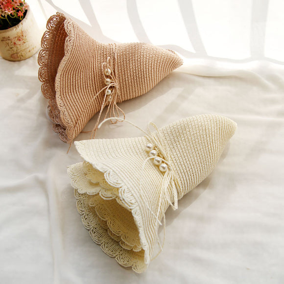 Sombrero de Paja Plegable con Ala Ancha para Mujer