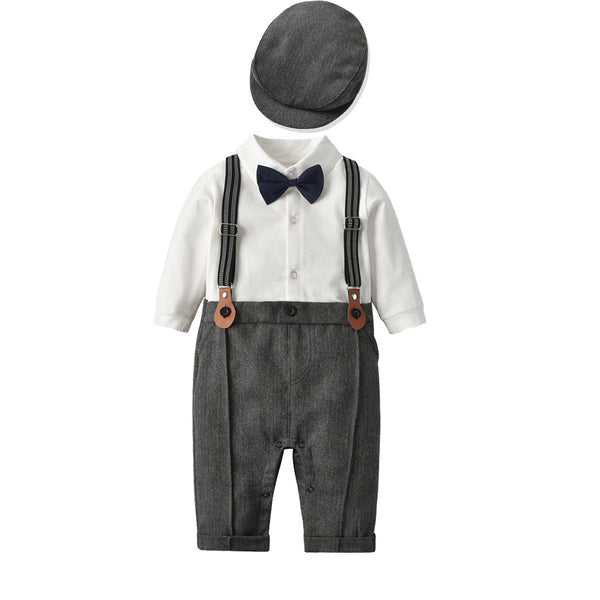 Traje Caballero Británico para Bebé - Conjunto Elegante con Chaleco y Gorro