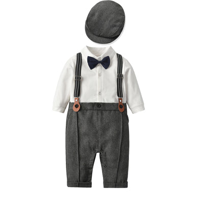 Traje Caballero Británico para Bebé - Conjunto Elegante con Chaleco y Gorro