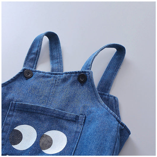 Conjunto Infantil Overol con Camiseta de Ojos Grandes a Rayas - Image 7